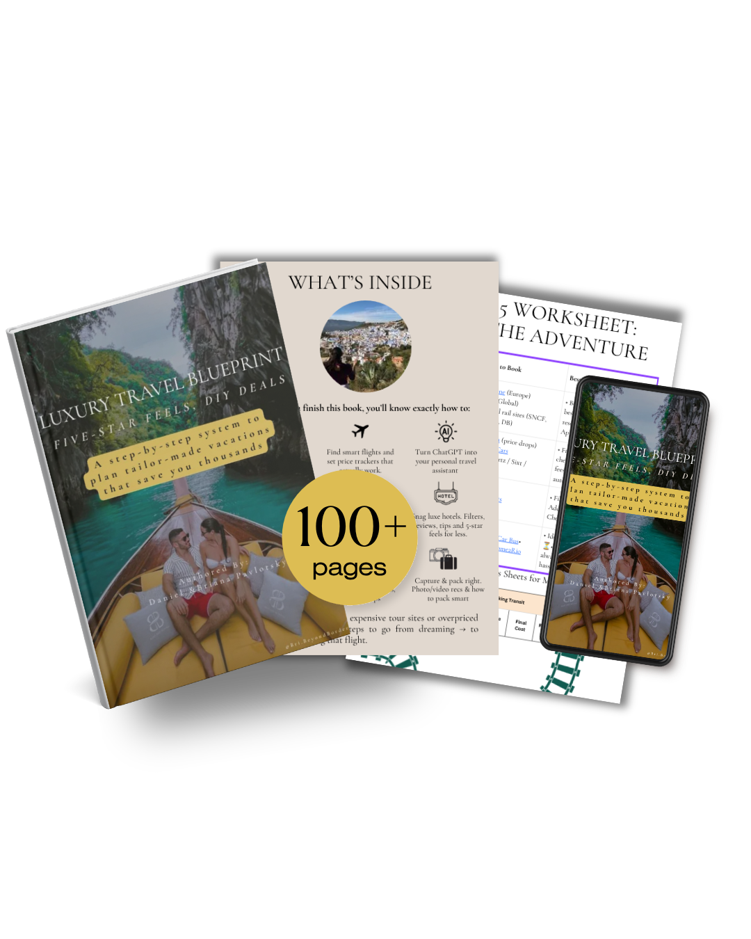 Book interior spread and worksheets